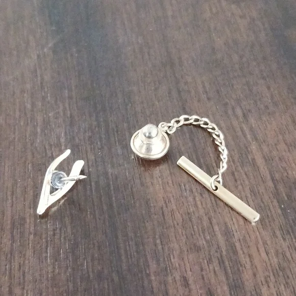 Vintage Swank Tie Tack/ Lapel  (Goldtone Faux Pearl) Wishbone & Pearl - Picture 5 of 6